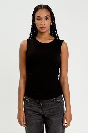 mouwloze top zwart
