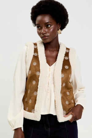 gebloemde gilet bruin