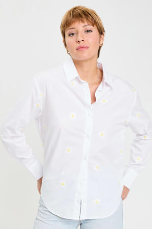 gebloemde blouse wit