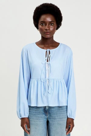gestreepte blouse lichtblauw