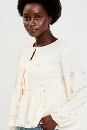 gebloemde blouse lichtgeel