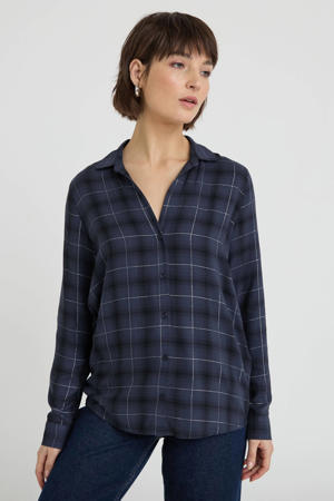 geruit blouse donkerblauw