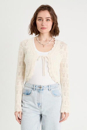 gebreid vest ecru crochet
