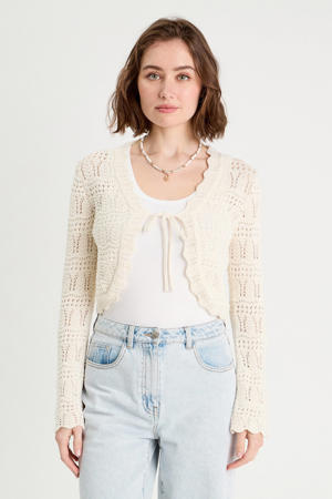 gebreid vest ecru crochet