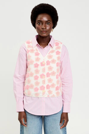 teddy gebloemde gilet ecru