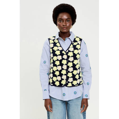 Cache Cache teddy gebloemde gilet marineblauw afbeelding
