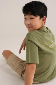 thumbnail: WE Fashion T-shirt met backprint olijfgroen