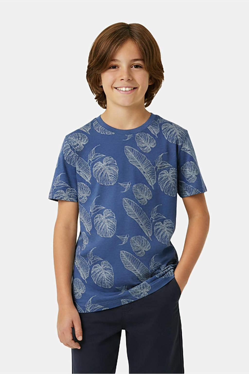 Donkerblauwe jongens Cars T-shirt van katoen met korte mouwen en ronde hals
