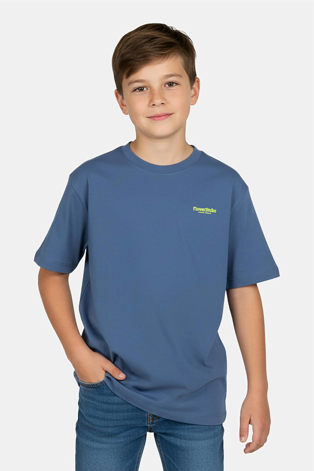 Blauwe jongens Cars T-shirt van katoen met backprint, korte mouwen en ronde hals