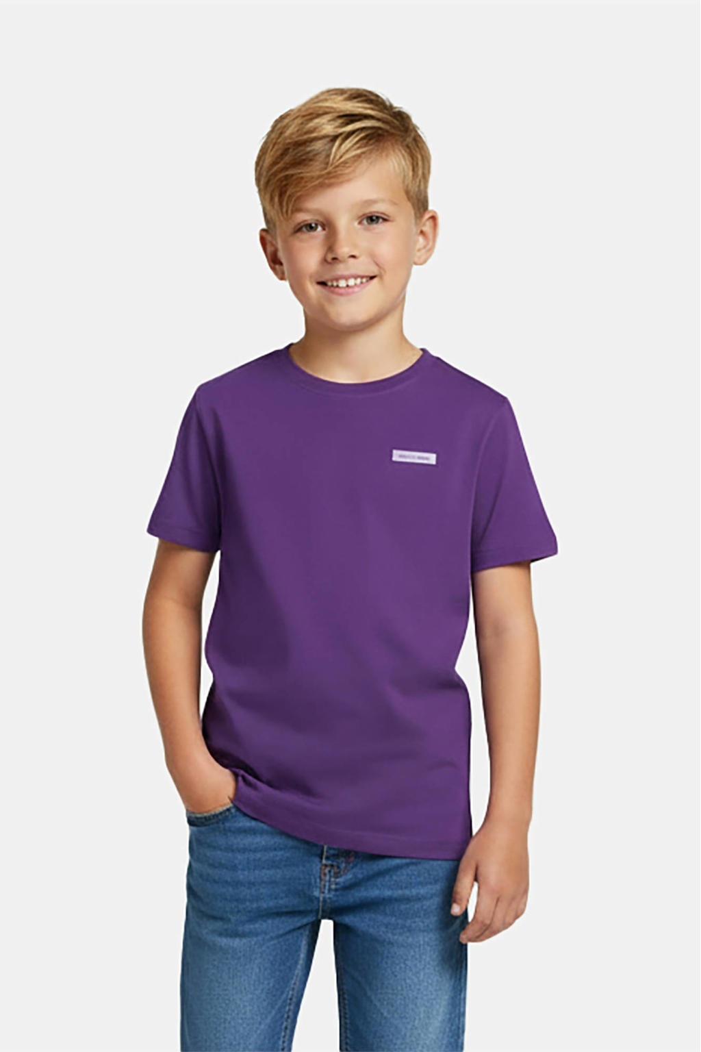 Paarse jongens Cars T-shirt van katoen met backprint, korte mouwen en ronde hals