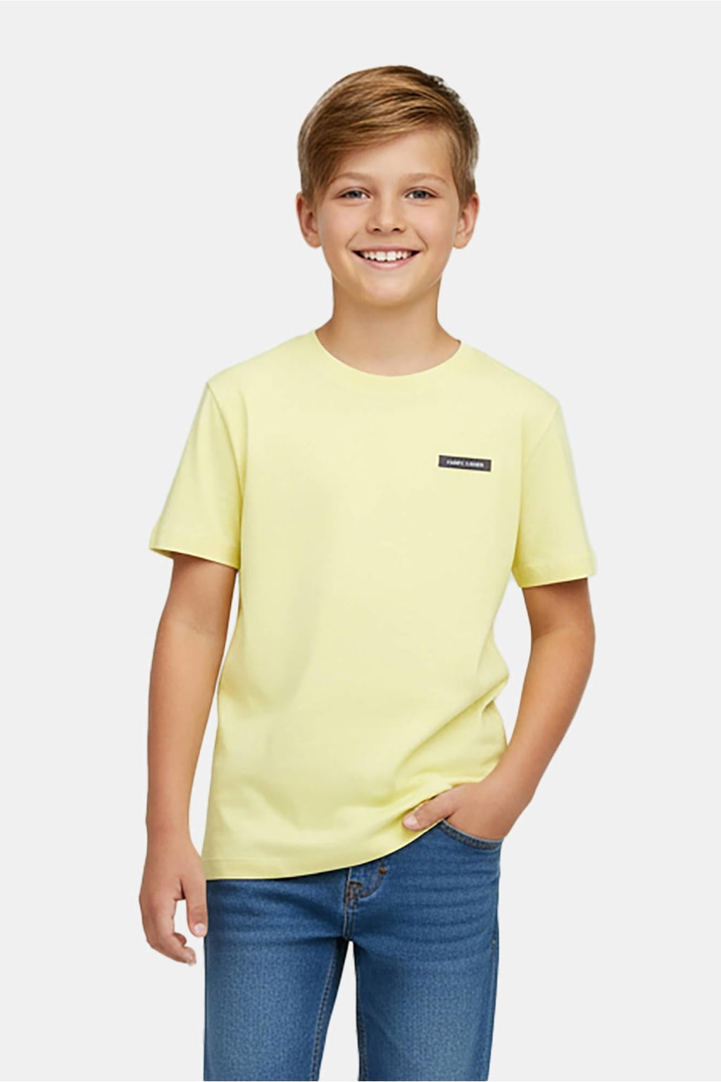 Gele jongens Cars T-shirt van katoen met backprint, korte mouwen en ronde hals