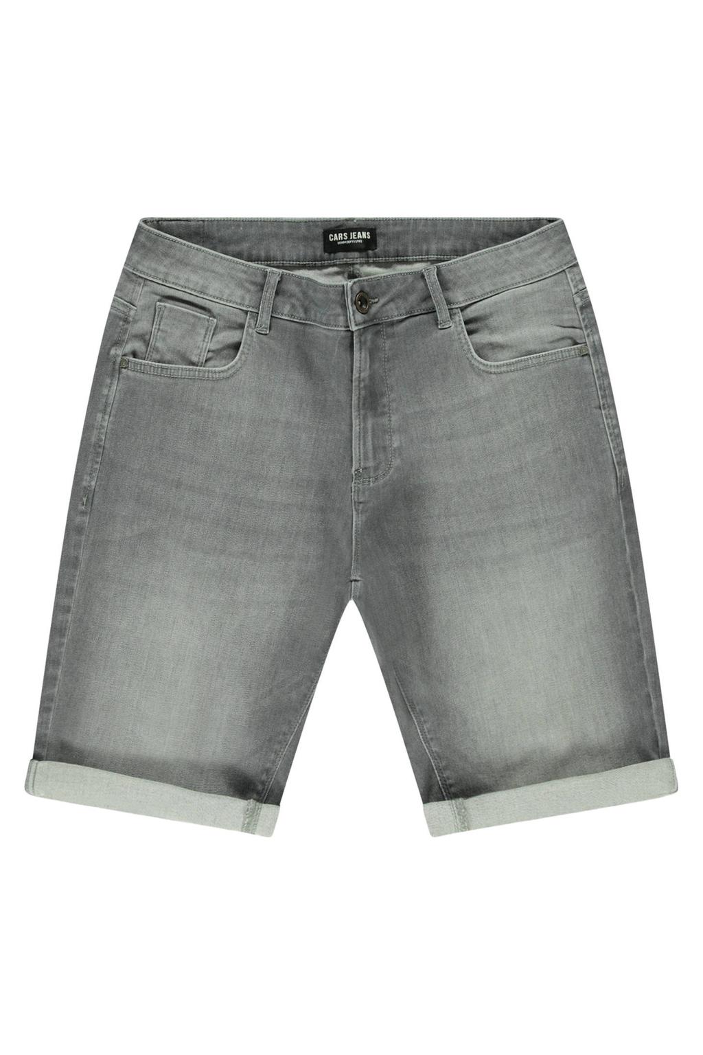 Grey denim jongens Cars regular short van stretchdenim met rits- en knoopsluiting en effen
