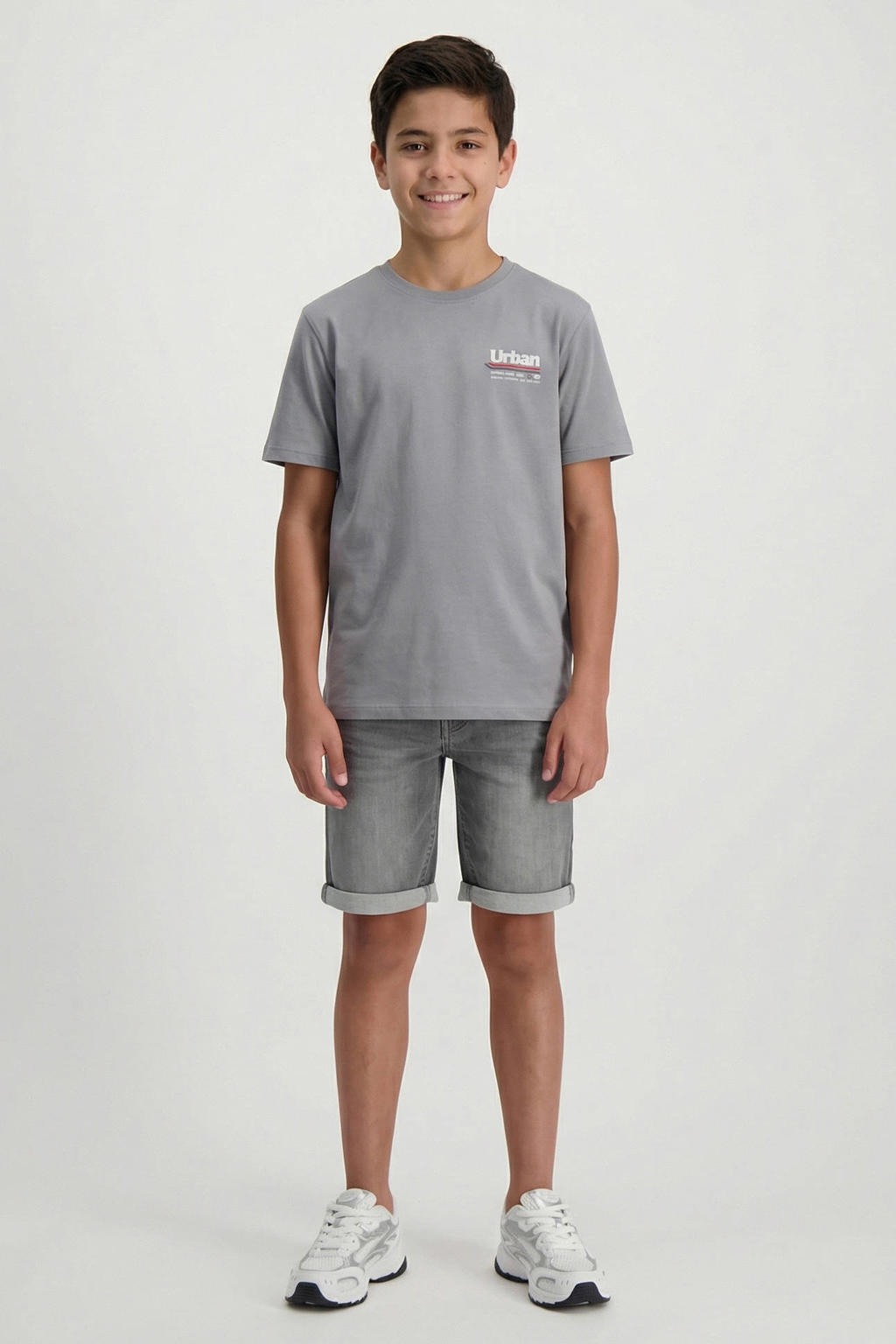 Grijze jongens Cars T-shirt van katoen met printopdruk, korte mouwen en ronde hals