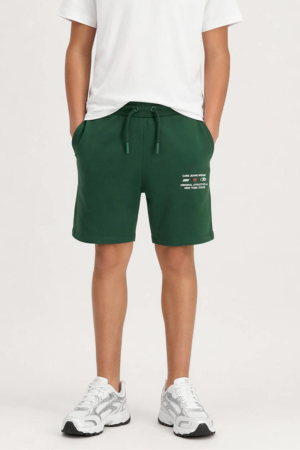 Donkergroene jongens Cars regular waist sweatshort van katoen met elastische tailleband met koord en printopdruk