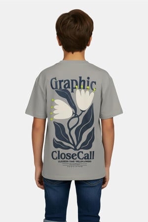 T-shirt met backprint grijs
