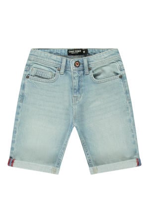 regular waist short light blue denim