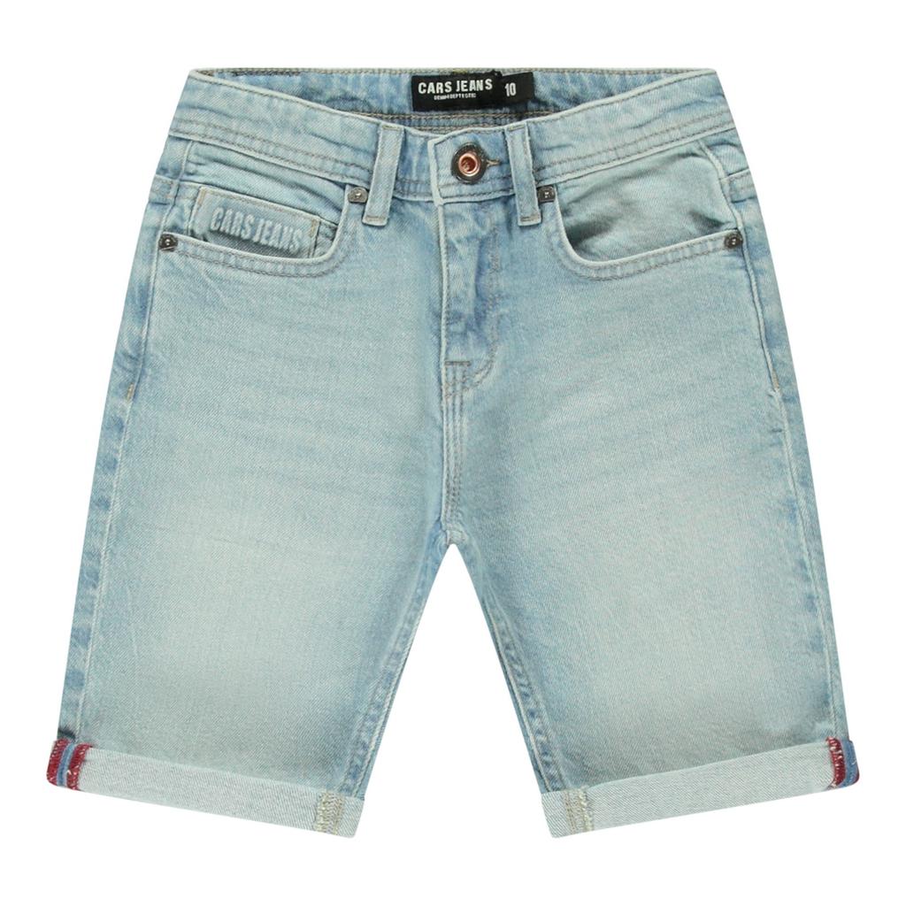 Light blue denim jongens Cars regular waist short van denim met rits- en knoopsluiting en effen