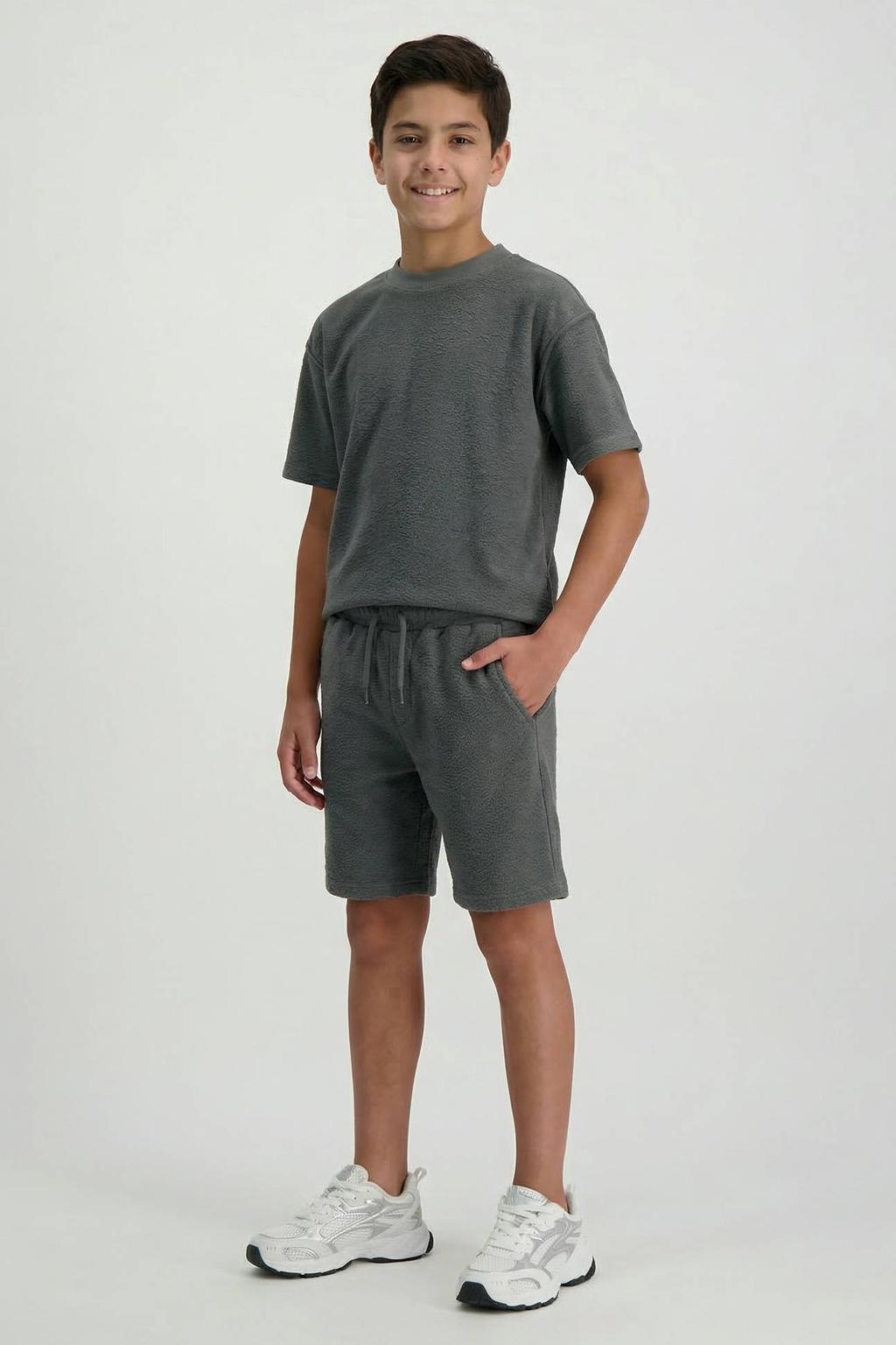 Antraciete jongens Cars regular waist sweatshort van katoen met elastische tailleband met koord en effen
