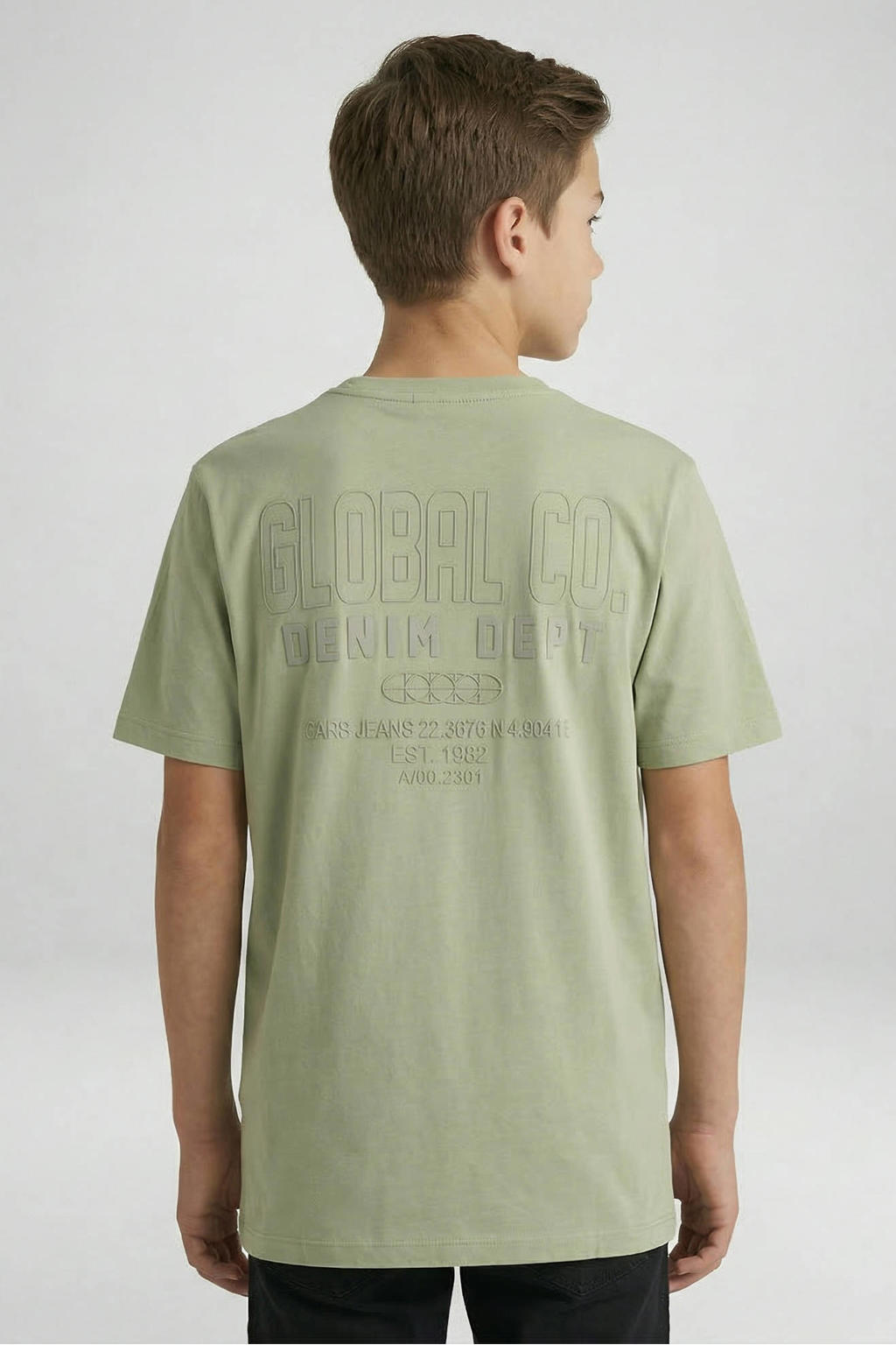 Groene jongens Cars T-shirt van katoen met backprint, korte mouwen en ronde hals