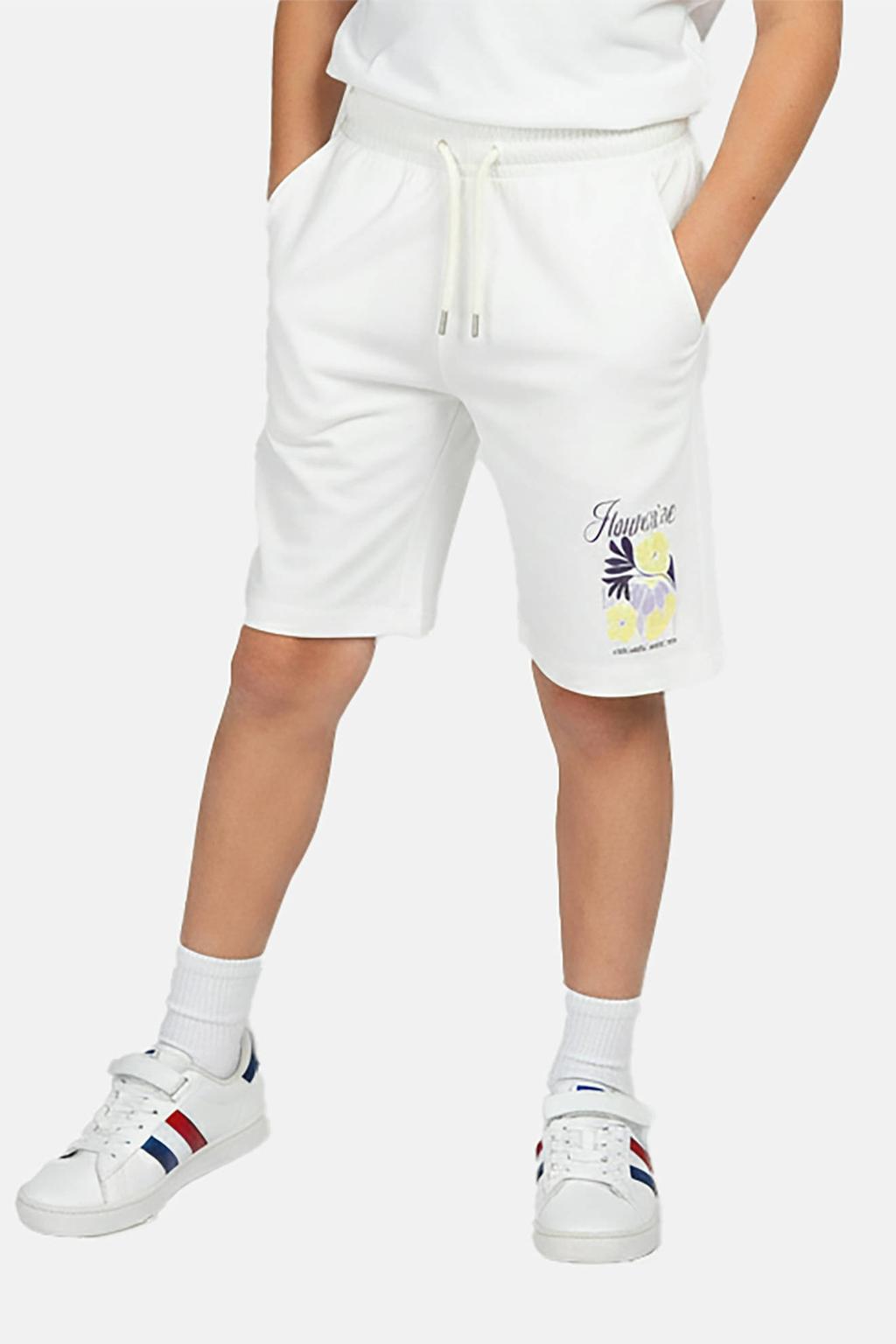 Witte jongens Cars regular waist sweatshort met elastische tailleband met koord en printopdruk