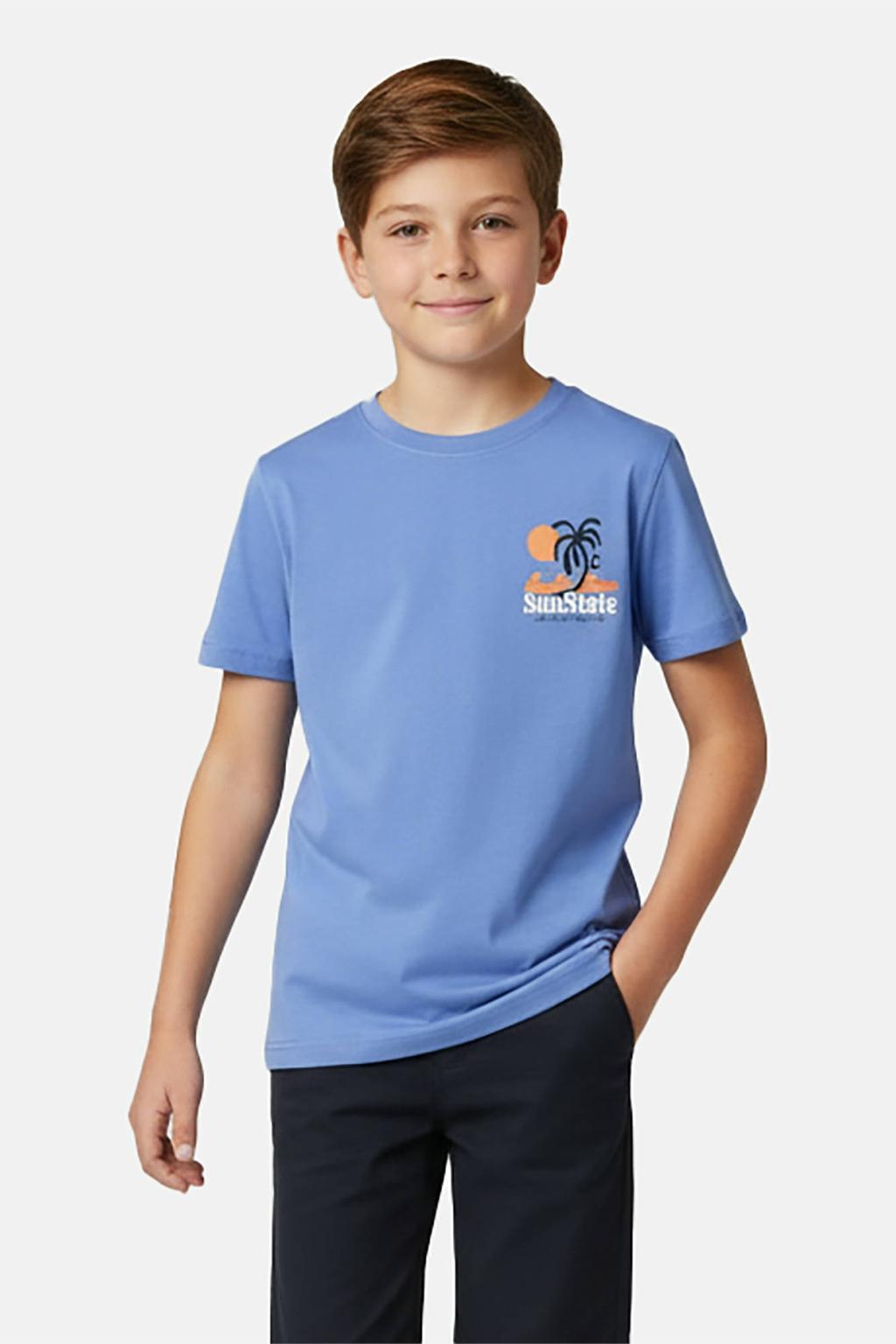 Blauwe jongens Cars T-shirt van katoen met backprint, korte mouwen en ronde hals