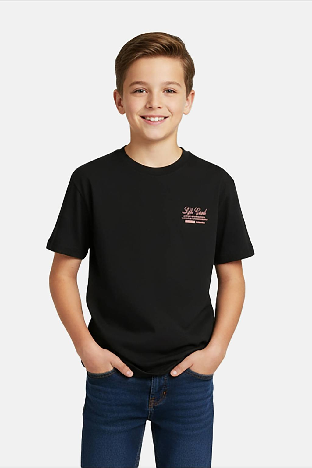 Zwarte jongens Cars T-shirt van katoen met printopdruk, korte mouwen en ronde hals