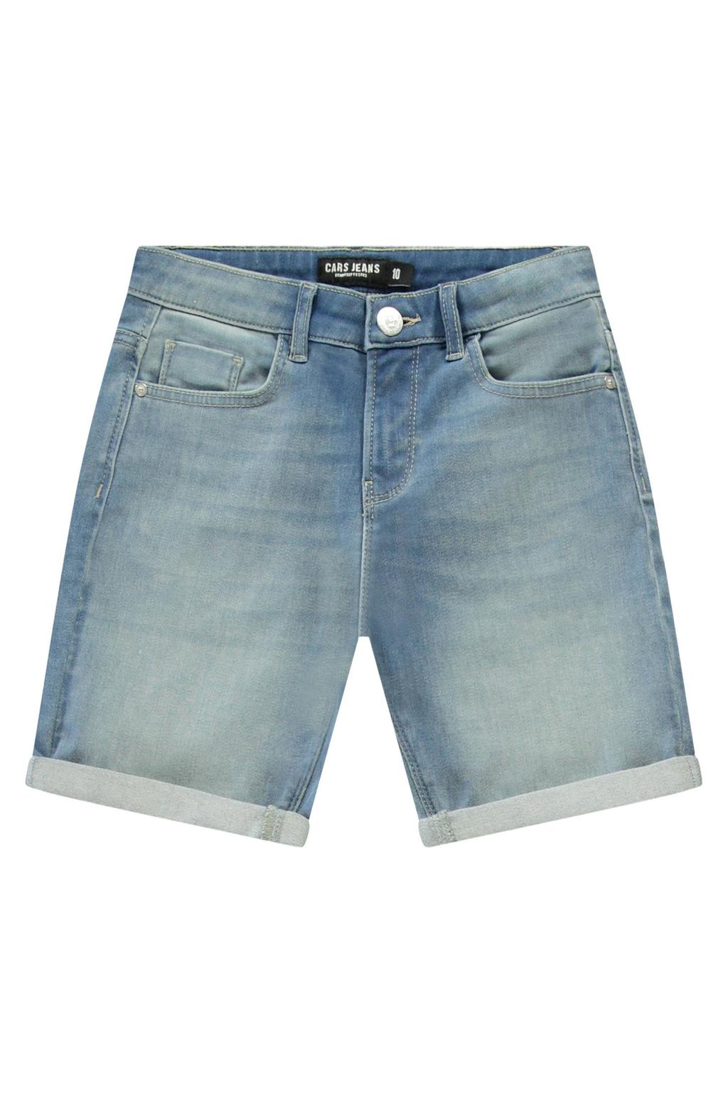 Medium blue denim jongens Cars regular short van stretchdenim met rits- en knoopsluiting en effen