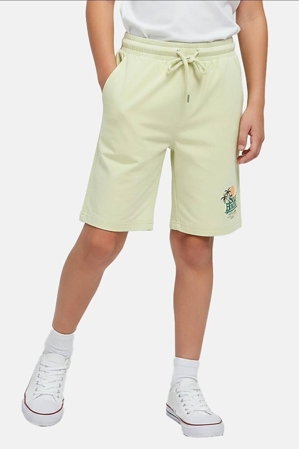 Zandkleurige jongens Cars regular waist sweatshort met elastische tailleband met koord en printopdruk