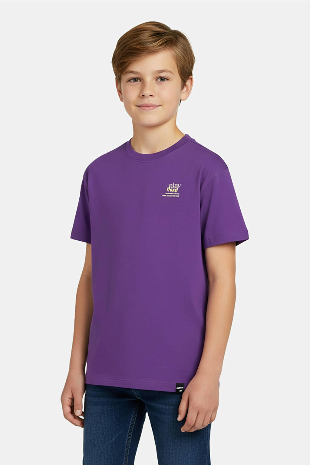 Paarse jongens Cars T-shirt van katoen met backprint, korte mouwen en ronde hals
