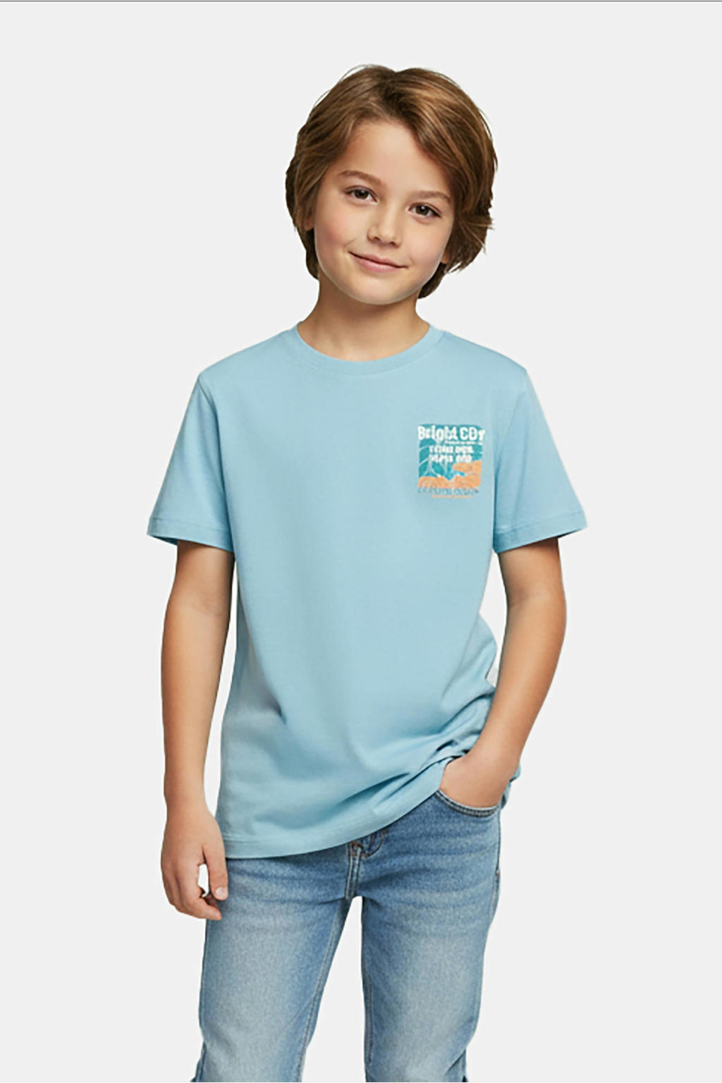 Lichtblauwe jongens Cars T-shirt van katoen met backprint, korte mouwen en ronde hals
