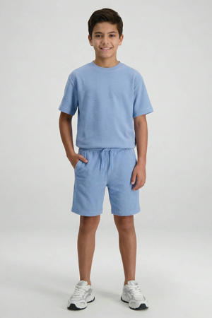 regular waist sweatshort lichtblauw met textuur
