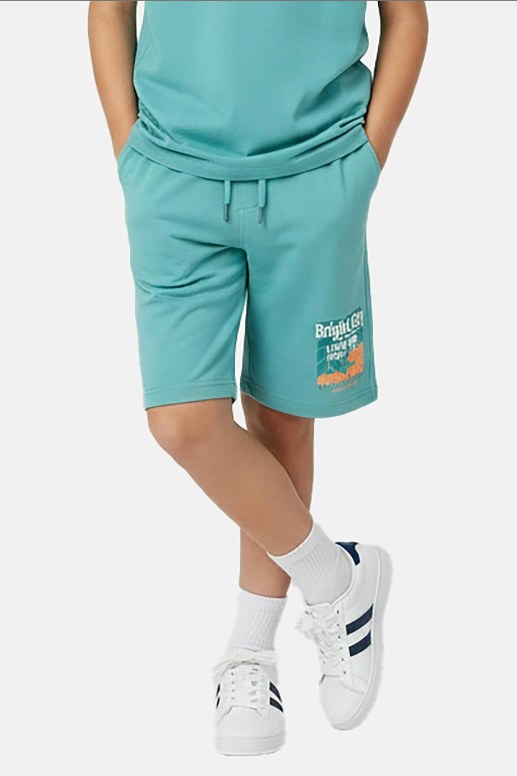 Groene jongens Cars regular waist sweatshort met elastische tailleband met koord en printopdruk