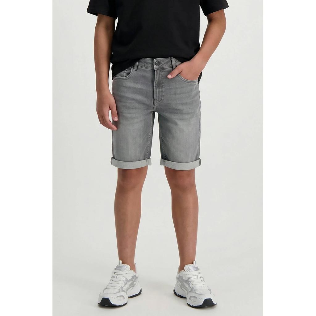 Grey denim jongens Cars regular waist short van denim met rits- en knoopsluiting en effen