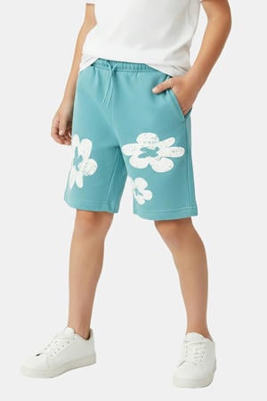 regular waist gebloemde sweatshort lichtblauw