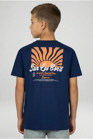 T-shirt met backprint donkerblauw