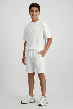 regular waist sweatshort wit met textuur