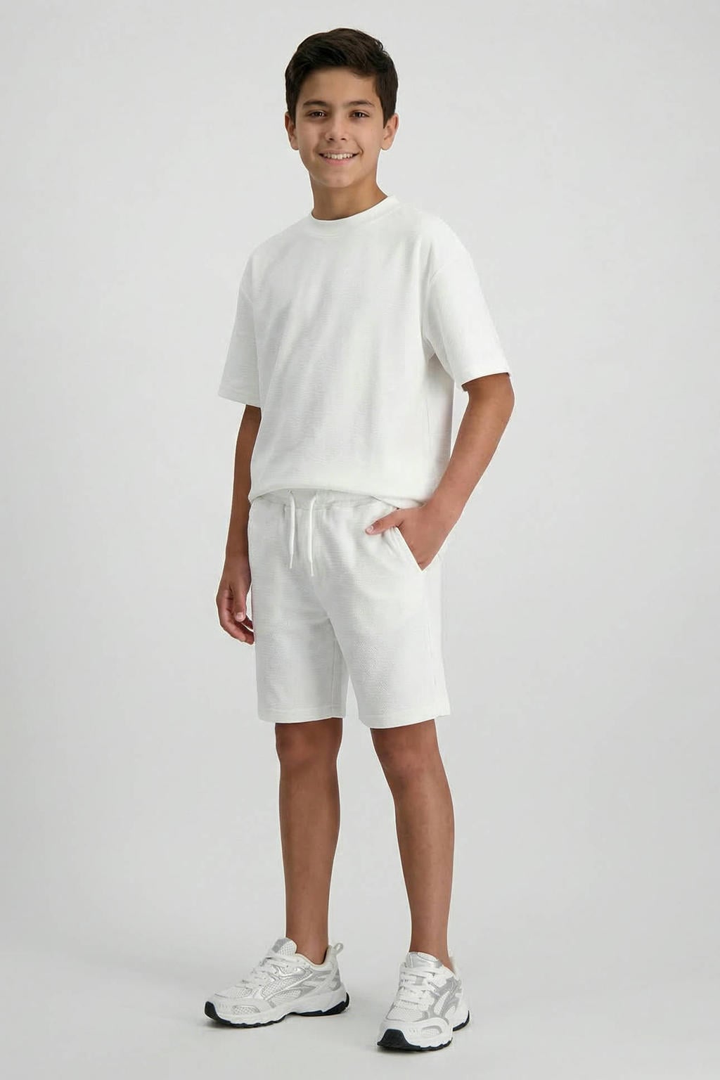 Witte jongens Cars regular waist sweatshort van katoen met elastische tailleband met koord en effen