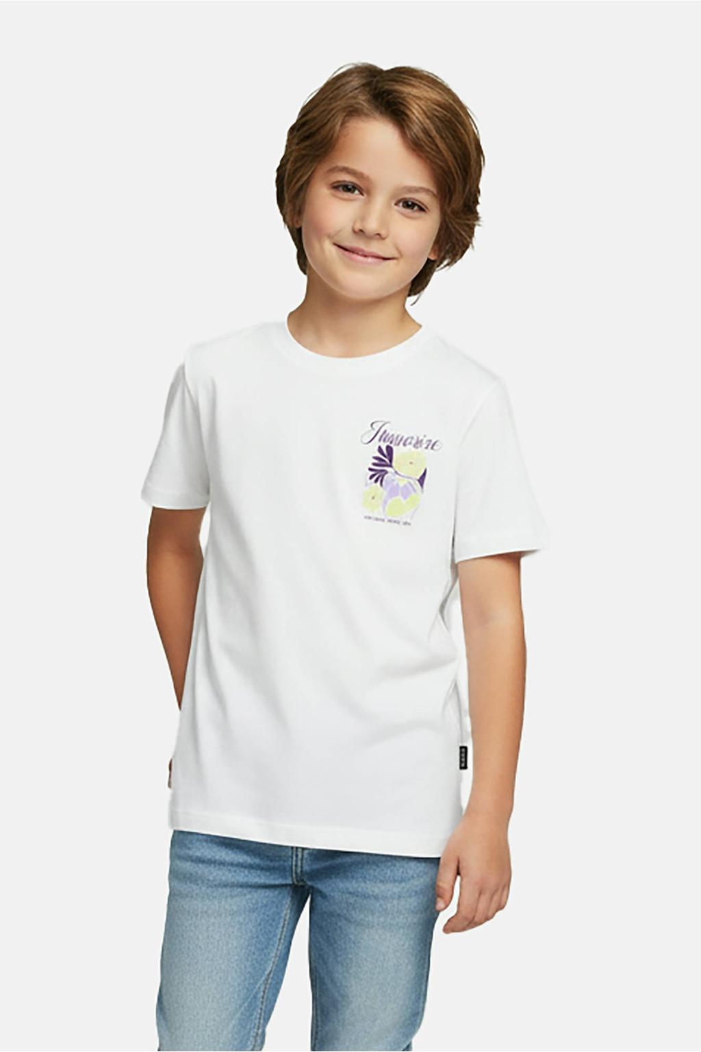 Witte jongens Cars T-shirt van katoen met backprint, korte mouwen en ronde hals