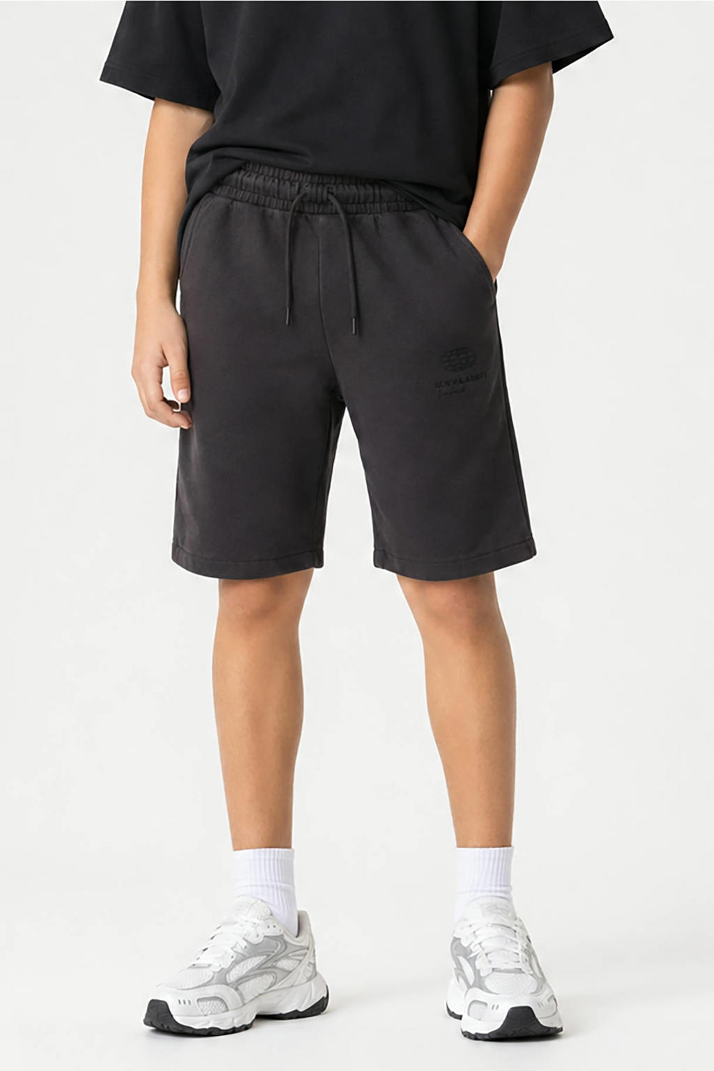Antraciete jongens Cars regular waist sweatshort met elastische tailleband met koord en effen