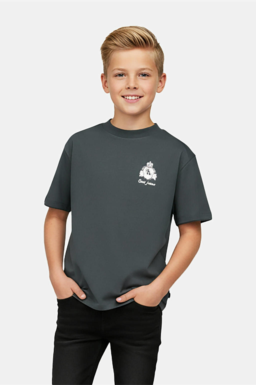 Antraciete jongens Cars T-shirt van viscose met backprint, korte mouwen en ronde hals