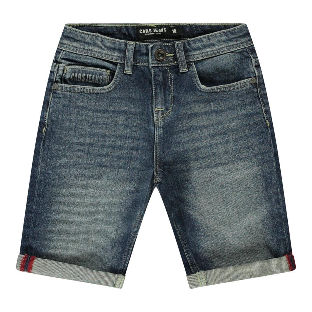 Dark blue denim jongens Cars regular waist short dark blue van denim met rits- en knoopsluiting en effen