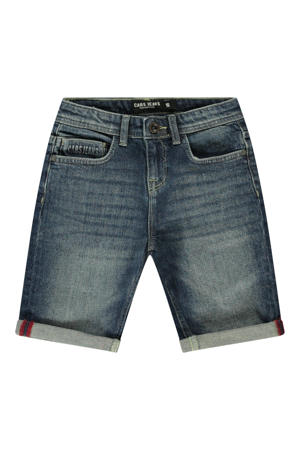 regular waist short dark blue denim