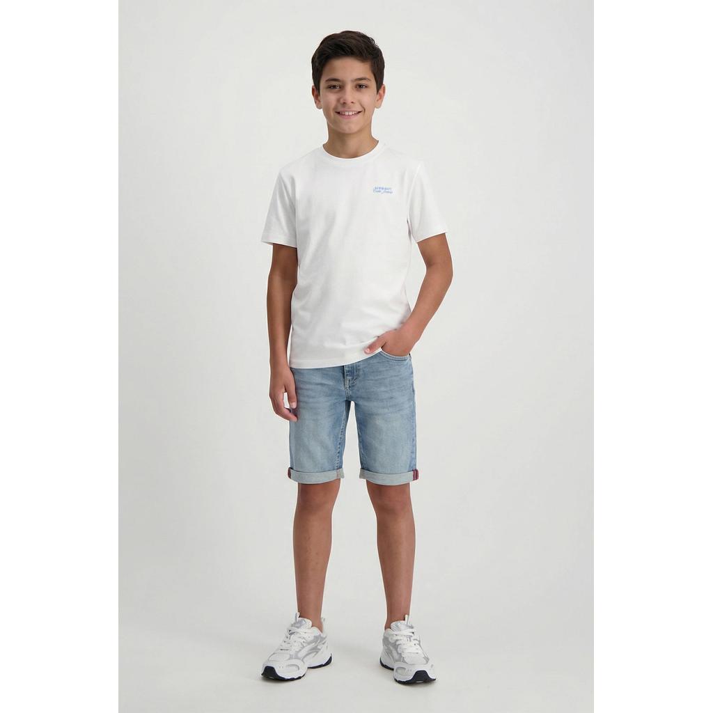 Stonewashed jongens Cars regular waist short stonewashed van denim met rits- en knoopsluiting en effen