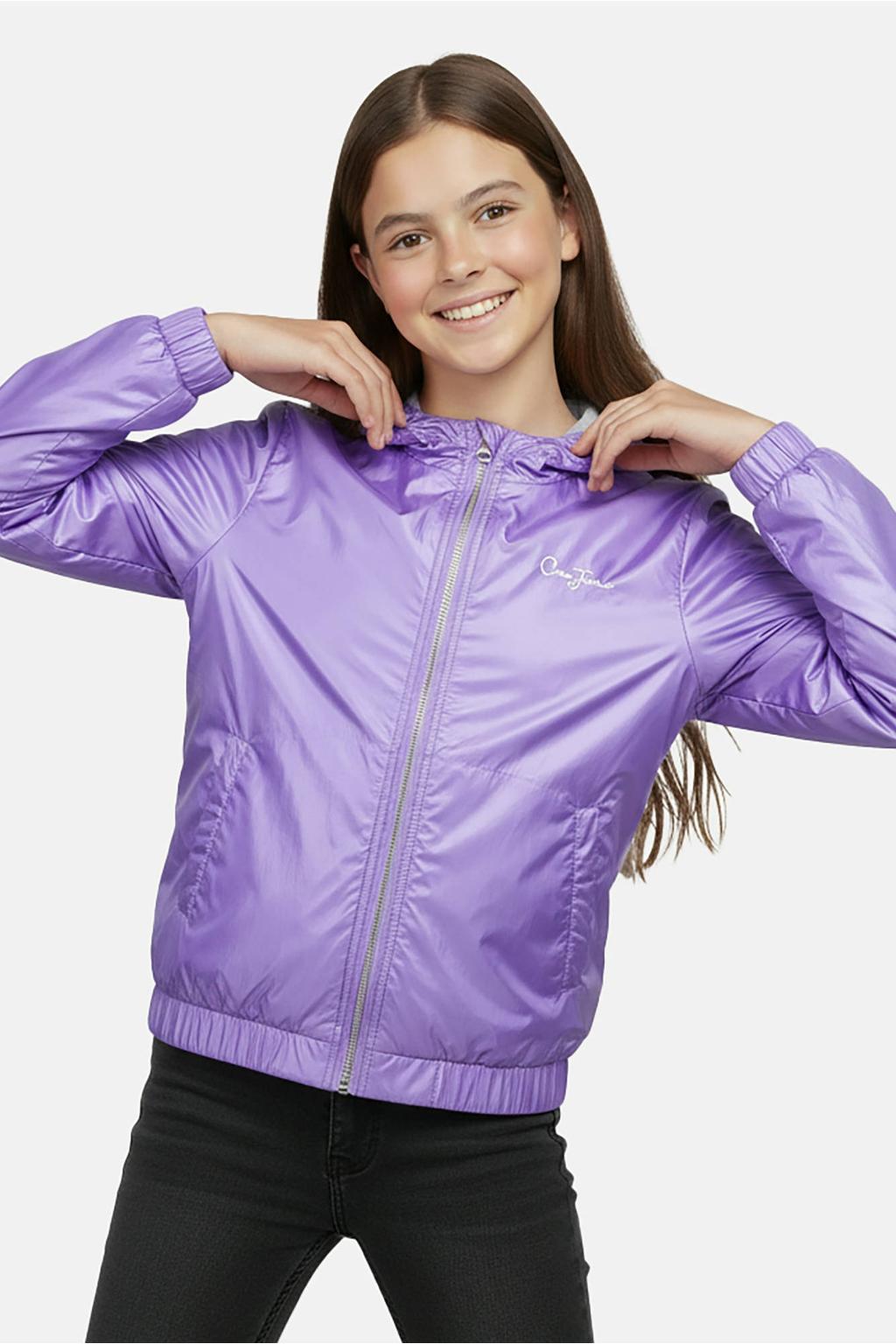 Lilakleurige meisjes Cars zomerjas van polyester met effen, lange mouwen, capuchon, ritssluiting en elastische boord