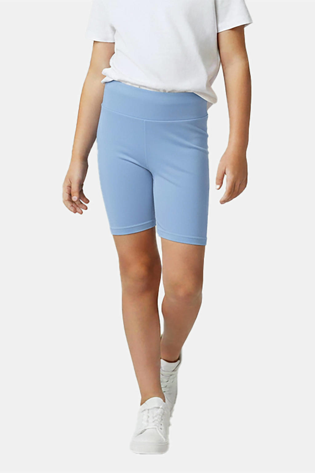 Lichtblauwe meisjes Cars skinny biker short van nylon met elastische tailleband en effen