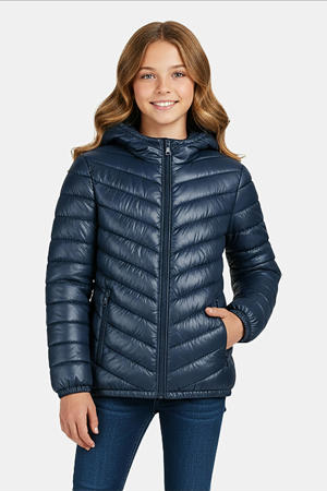 gewatteerde jas donkerblauw