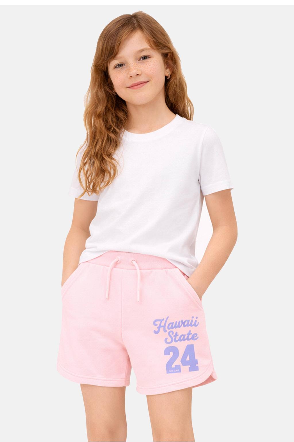 Roze meisjes Cars regular waist sweatshort van katoen met elastische tailleband met koord en printopdruk