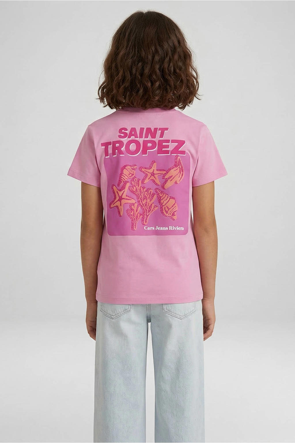 Roze meisjes Cars T-shirt van katoen met backprint, korte mouwen en ronde hals