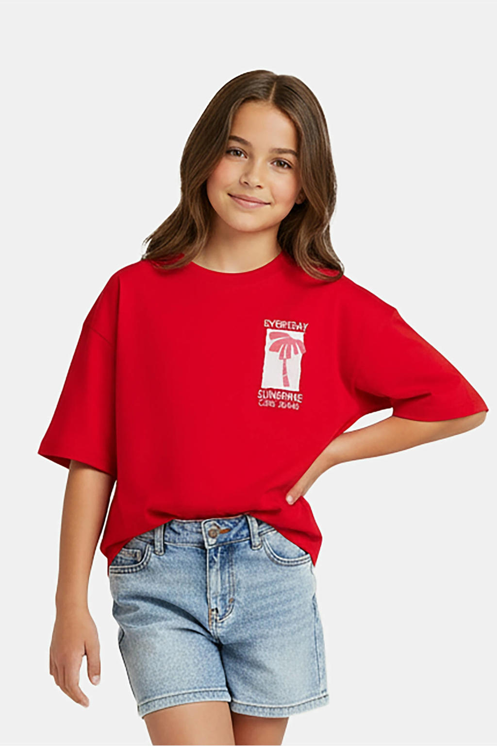Rode meisjes Cars T-shirt van katoen met backprint, korte mouwen en ronde hals