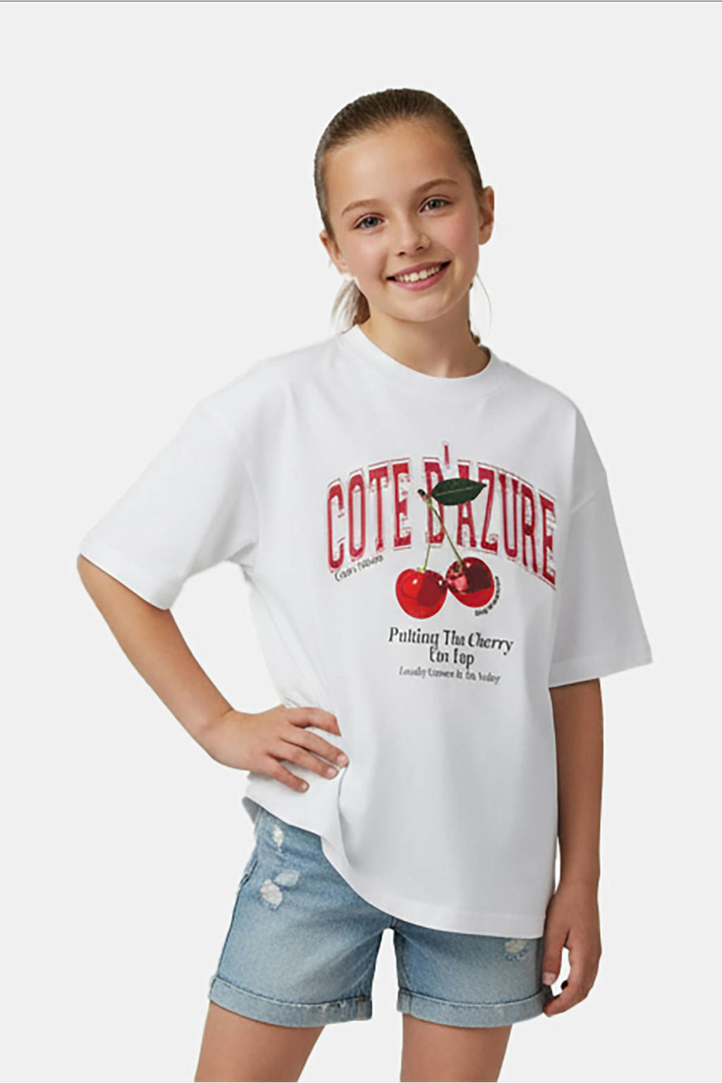 Witte meisjes Cars T-shirt van katoen met printopdruk, korte mouwen en ronde hals